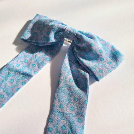 Aster blue ditsy floral hair bow