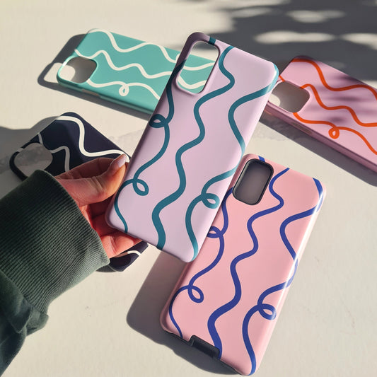 Green and Lilac Squiggle Pattern Phone Case | iPhone Case | Samsung Case | Google Pixel Case