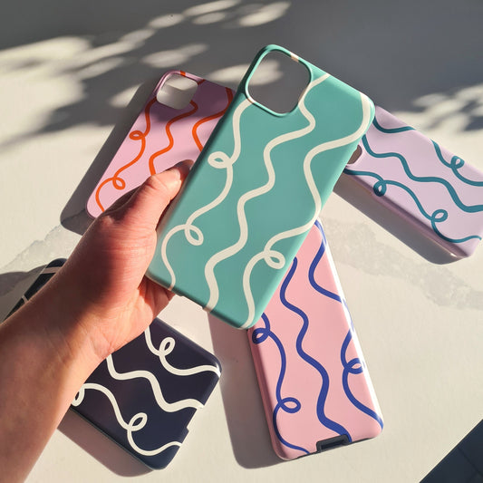Green and Lilac Squiggle Pattern Phone Case | iPhone Case | Samsung Case | Google Pixel Case
