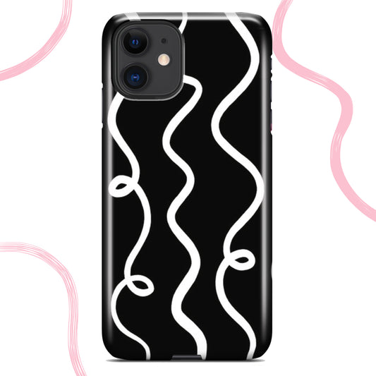 Black and White Squiggle Pattern Phone Case | iPhone Case | Samsung Case | Google Pixel Case