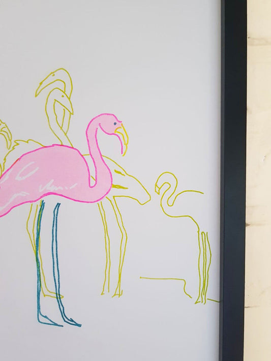 A3 Flamingo Risograph Art print / Wall art