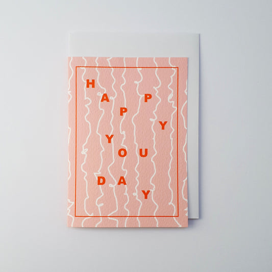 Happy You Day Birthday Card. Cute Card. Pink