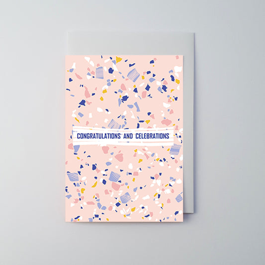 Congratulations and Celebrations Pink Terrazzo Card