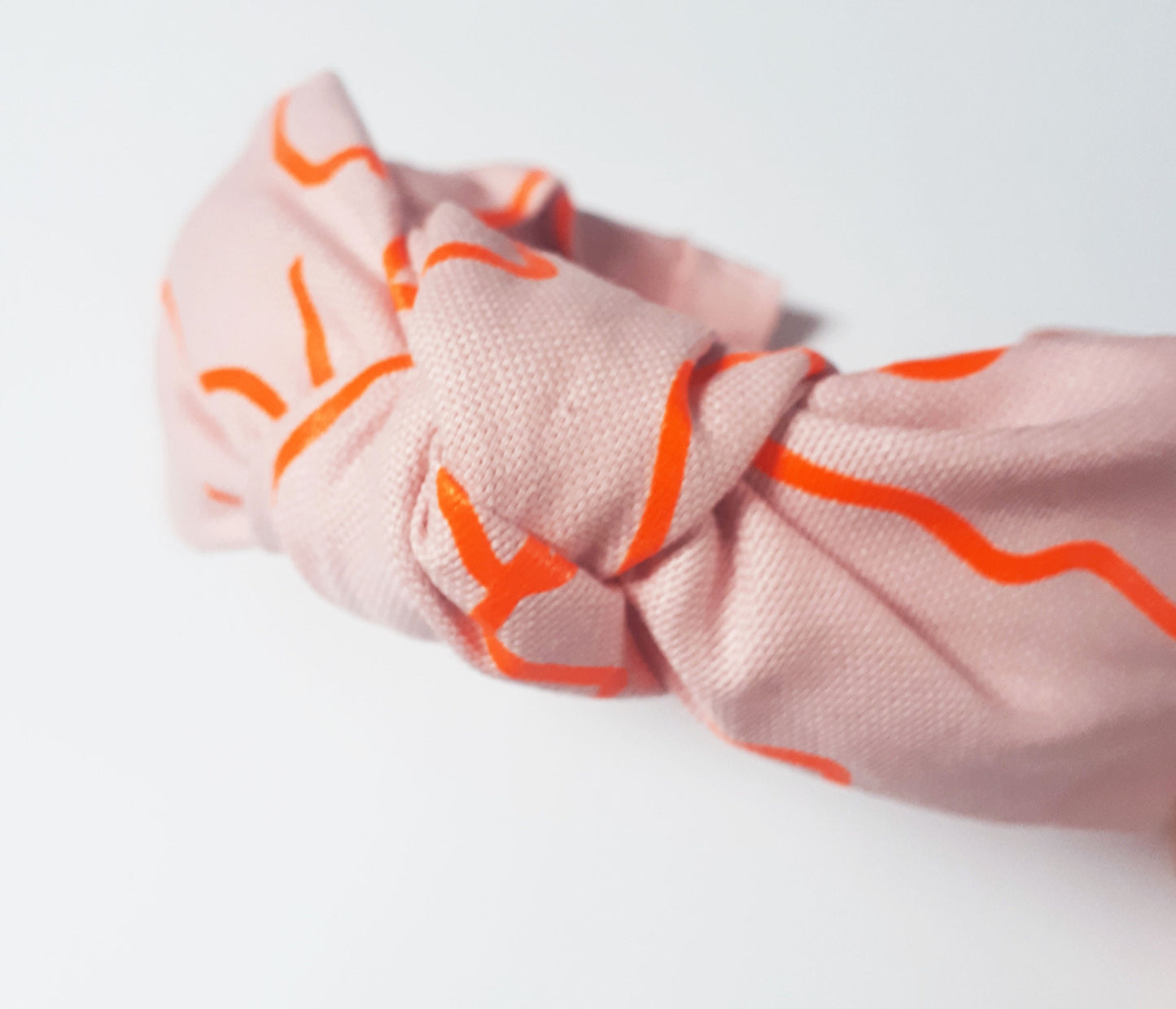 Pink and Neon Orange Squiggle Knot Headband