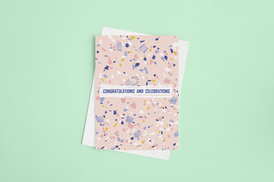 Congratulations and Celebrations Pink Terrazzo Card