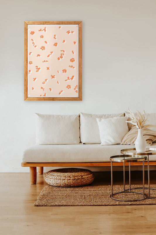 A4 A3 Giclee Art Wall Print Pink Orange Floral Abstract
