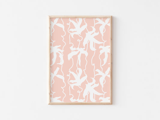 A4 A3 Giclee Art Wall Print Pink White Palm Floral Abstract 'Eva'