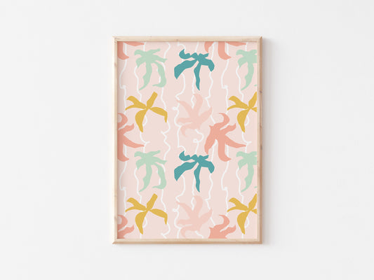 A4 A3 Giclee Art Wall Print Pastel Palm Floral Abstract 'Debs'