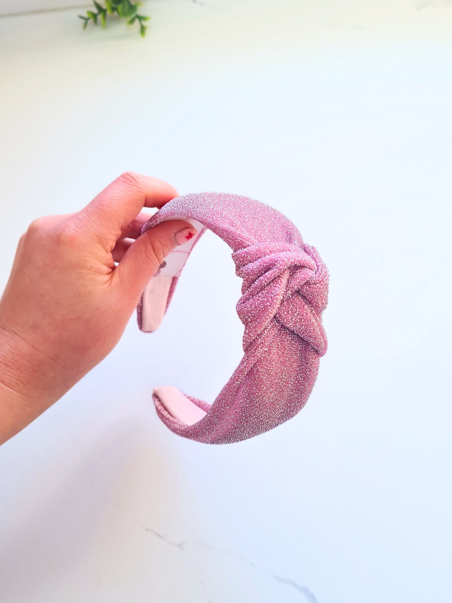 Baby pink glitter headband