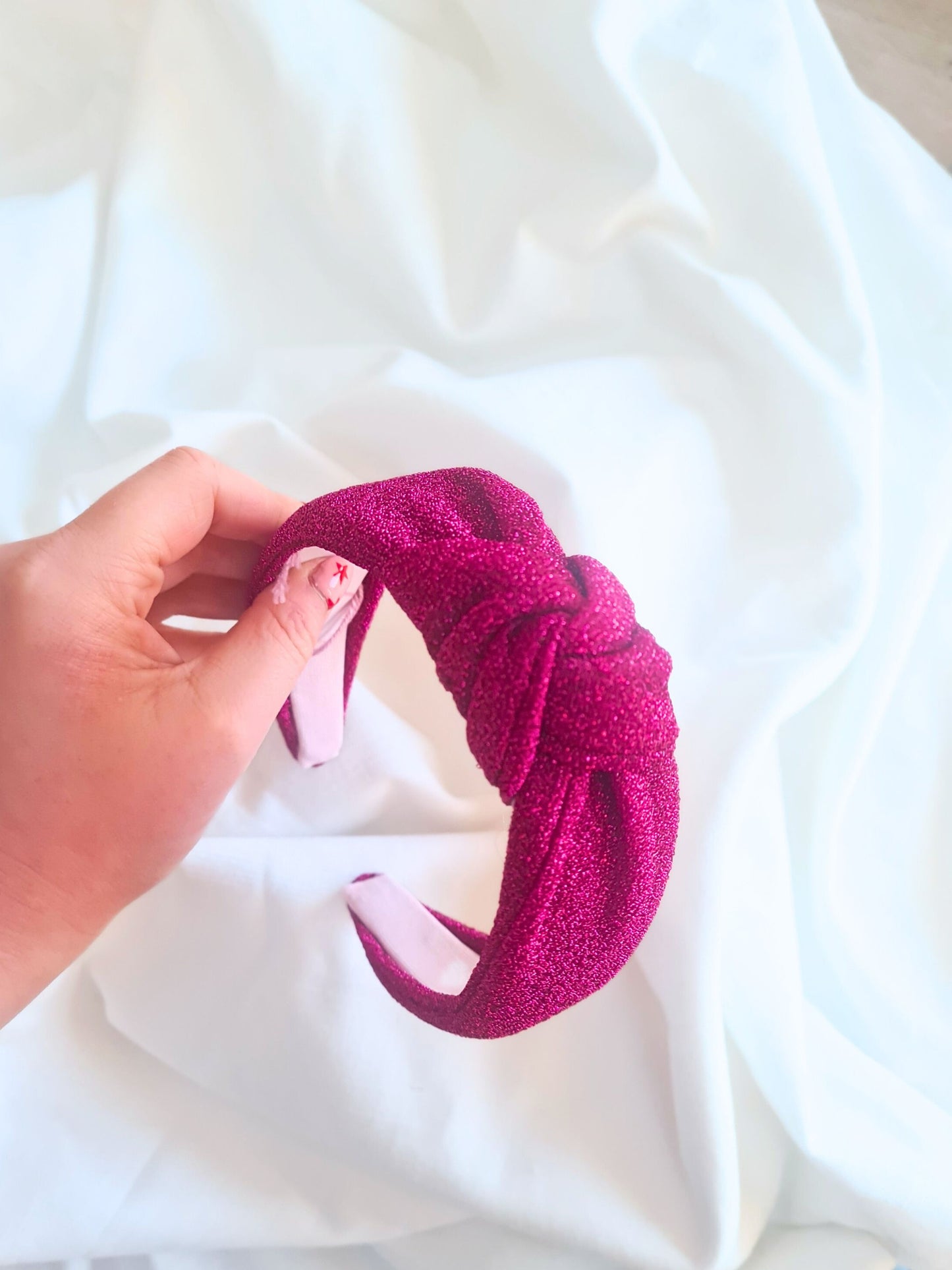 Magenta pink glitter headband