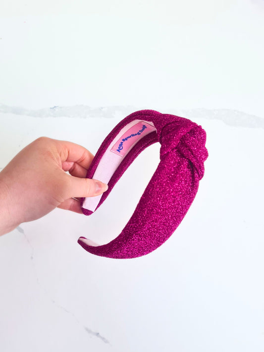 Magenta pink glitter headband