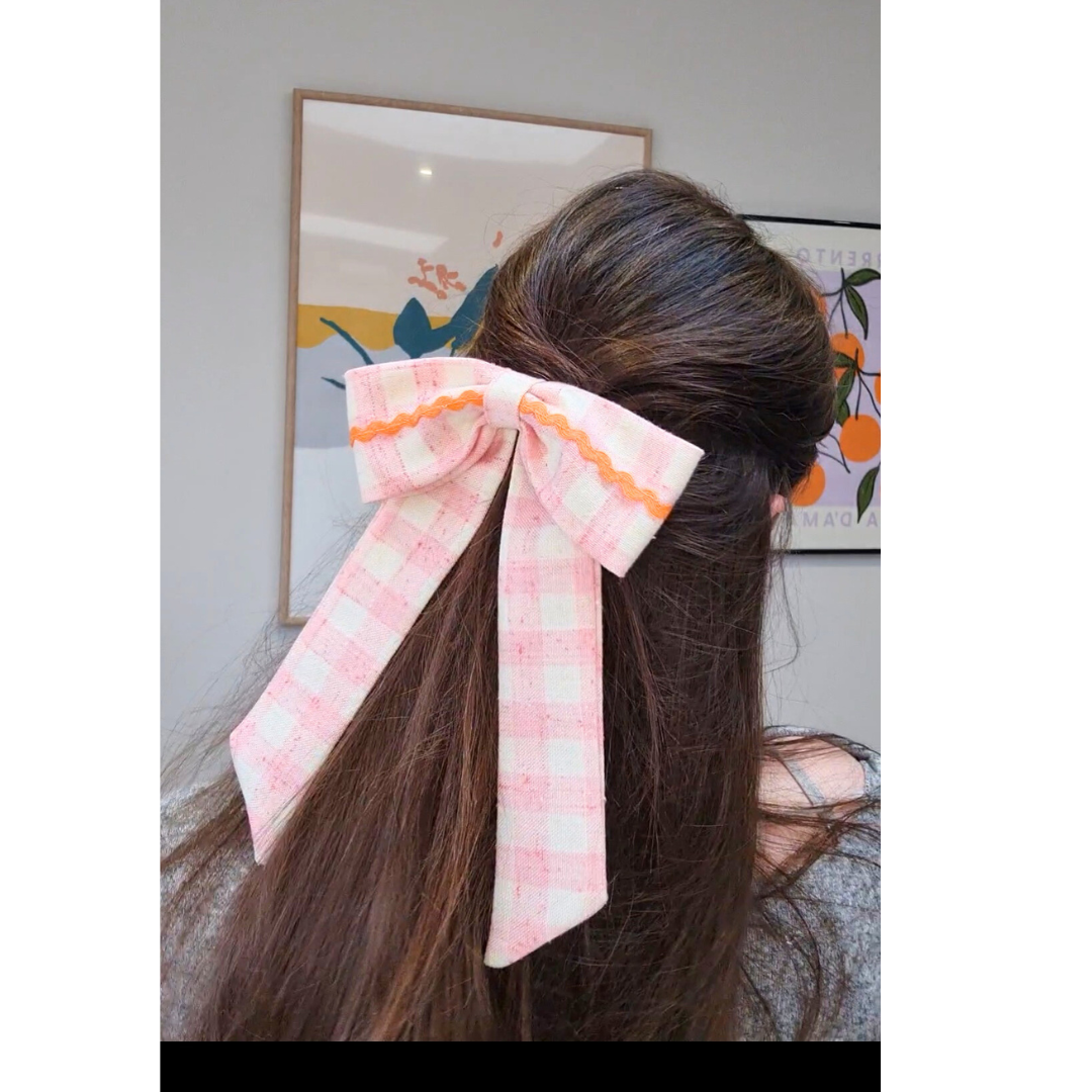 Pink Gingham Hair Bow