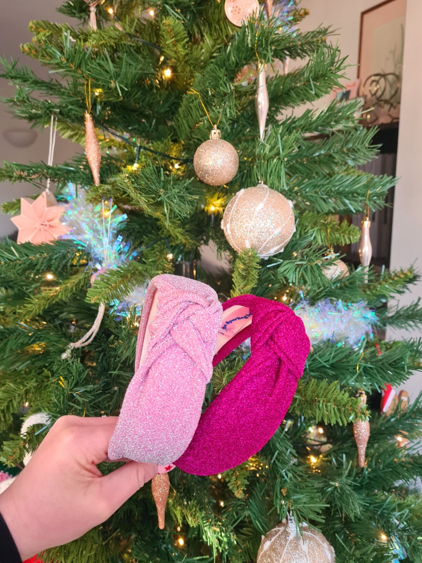 Magenta pink glitter headband