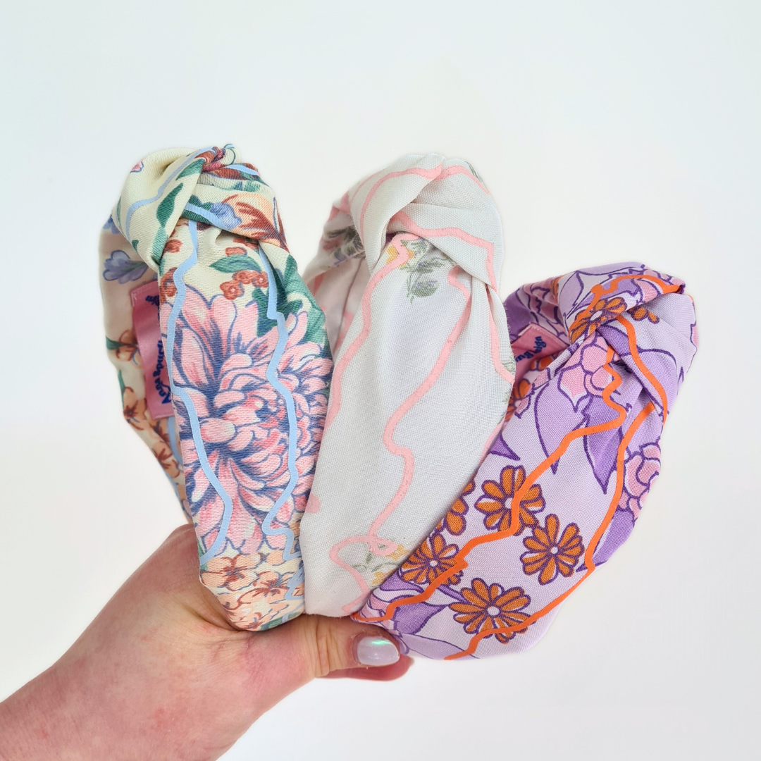 Orange and Lilac Retro Print Headband | Clemmie