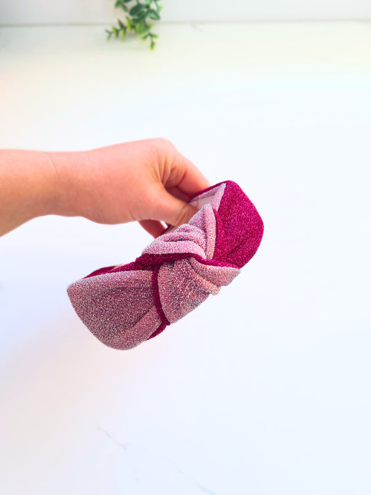 Double pink glitter headband