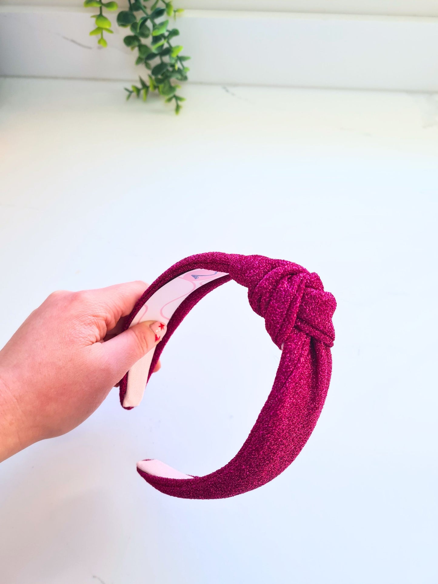 Magenta pink glitter headband
