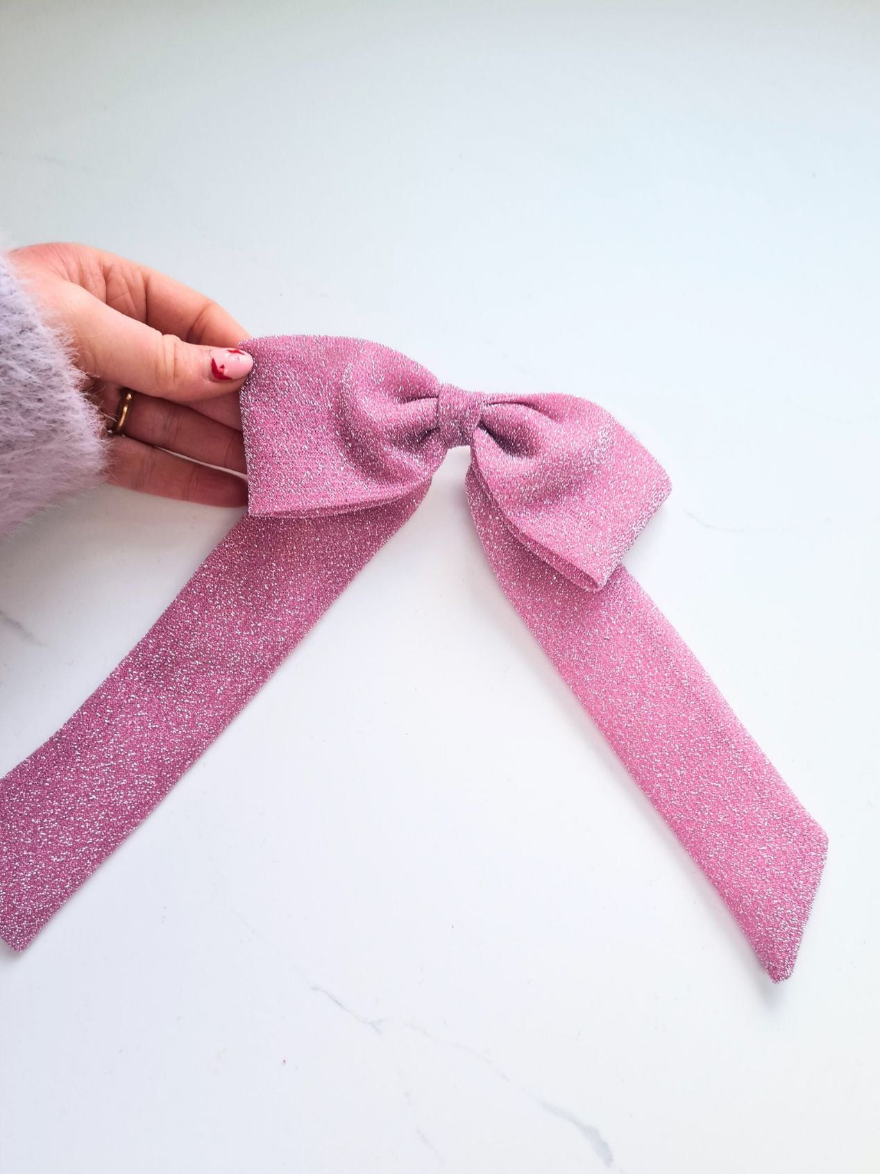 Glitter Hair Bow with barrette clip