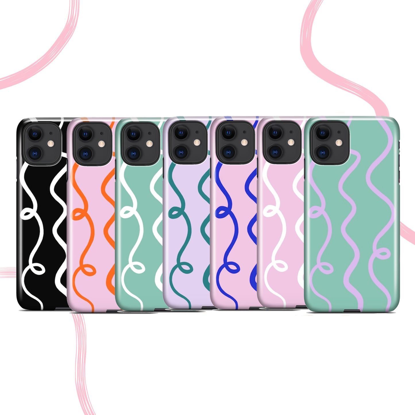 Pink Squiggle Pattern Phone Case | iPhone Case | Samsung Case | Google Pixel Case
