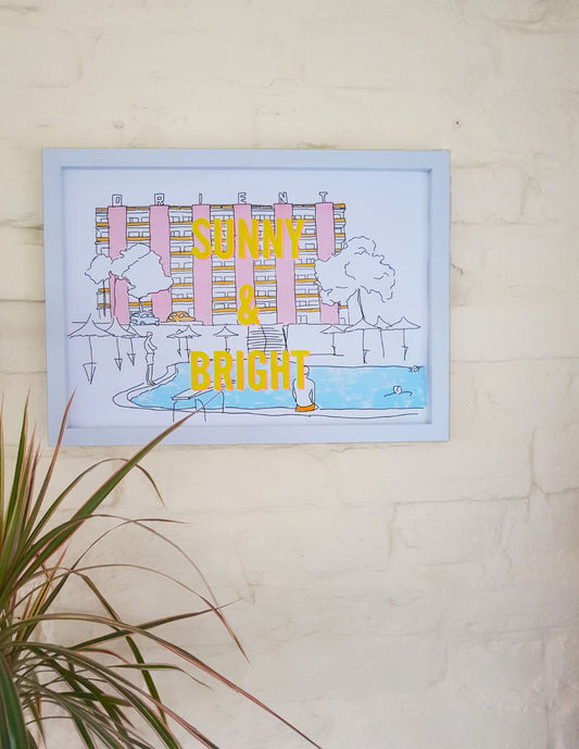 A3 'Sunny & Bright' Risograph Art print / Wall Art