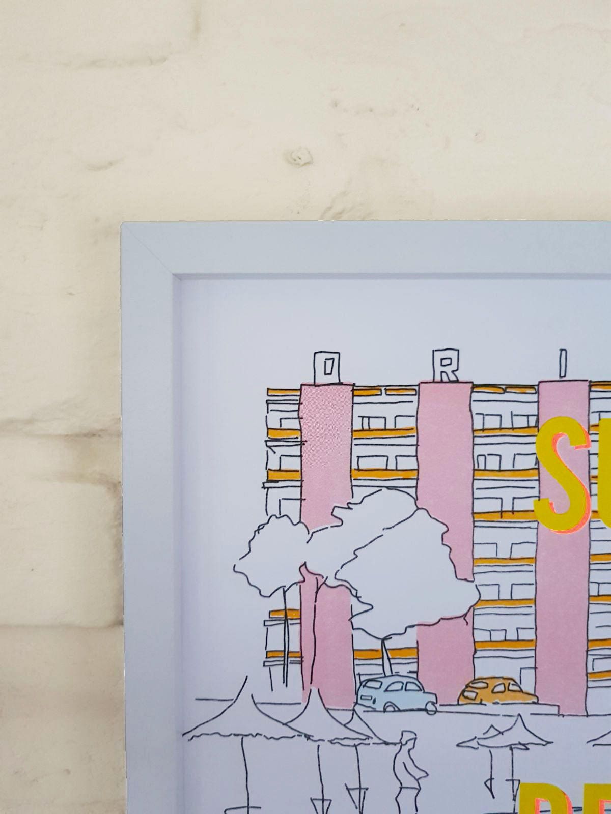 A3 'Sunny & Bright' Risograph Art print / Wall Art