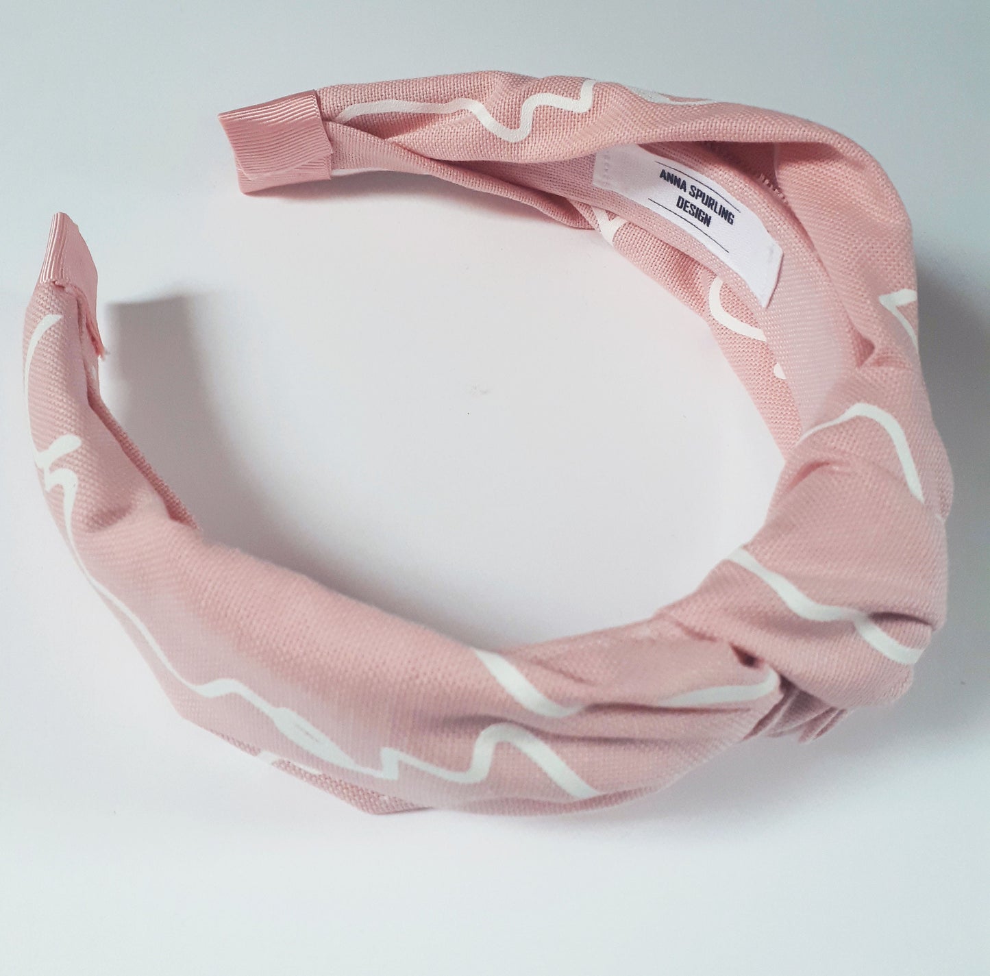 Pink and White Squiggle Knot Headband