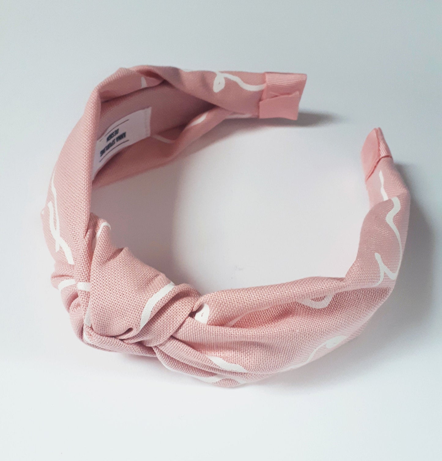 Pink and White Squiggle Knot Headband