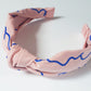 Pink and Blue Squiggle Knot Headband