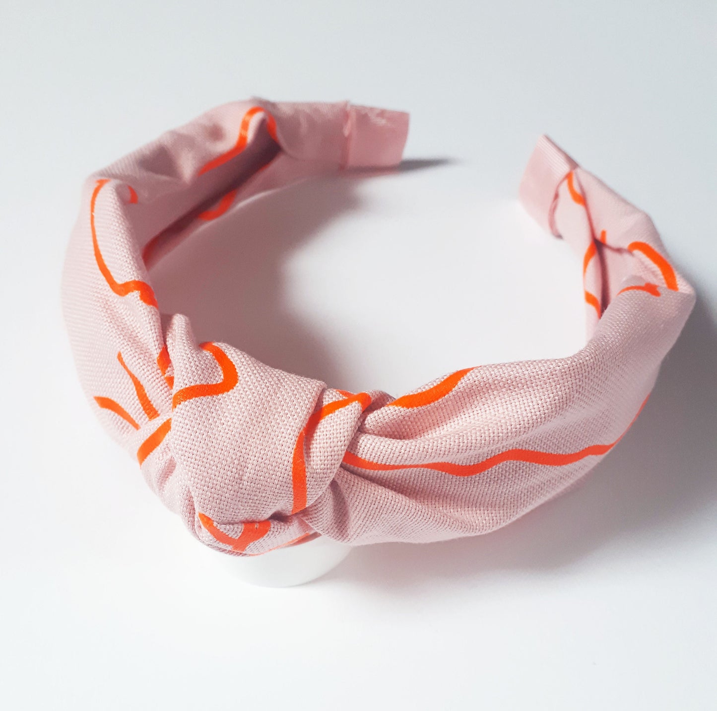 Pink and Neon Orange Squiggle Knot Headband