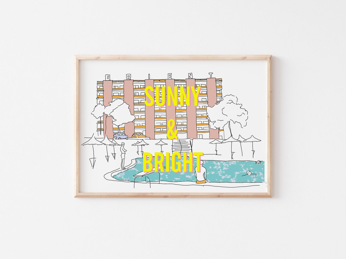 A3 'Sunny & Bright' Risograph Art print / Wall Art