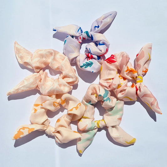 Summer Floral Patterned Bow Scrunchie