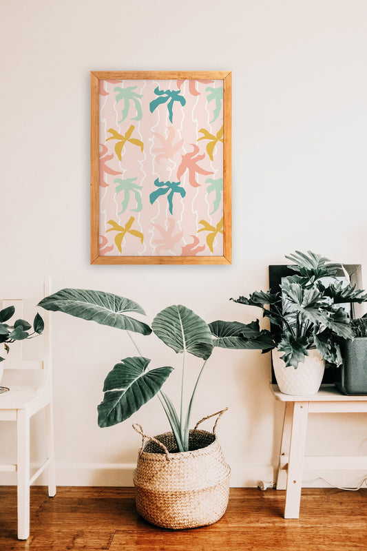 A4 A3 Giclee Art Wall Print Pastel Palm Floral Abstract 'Debs'
