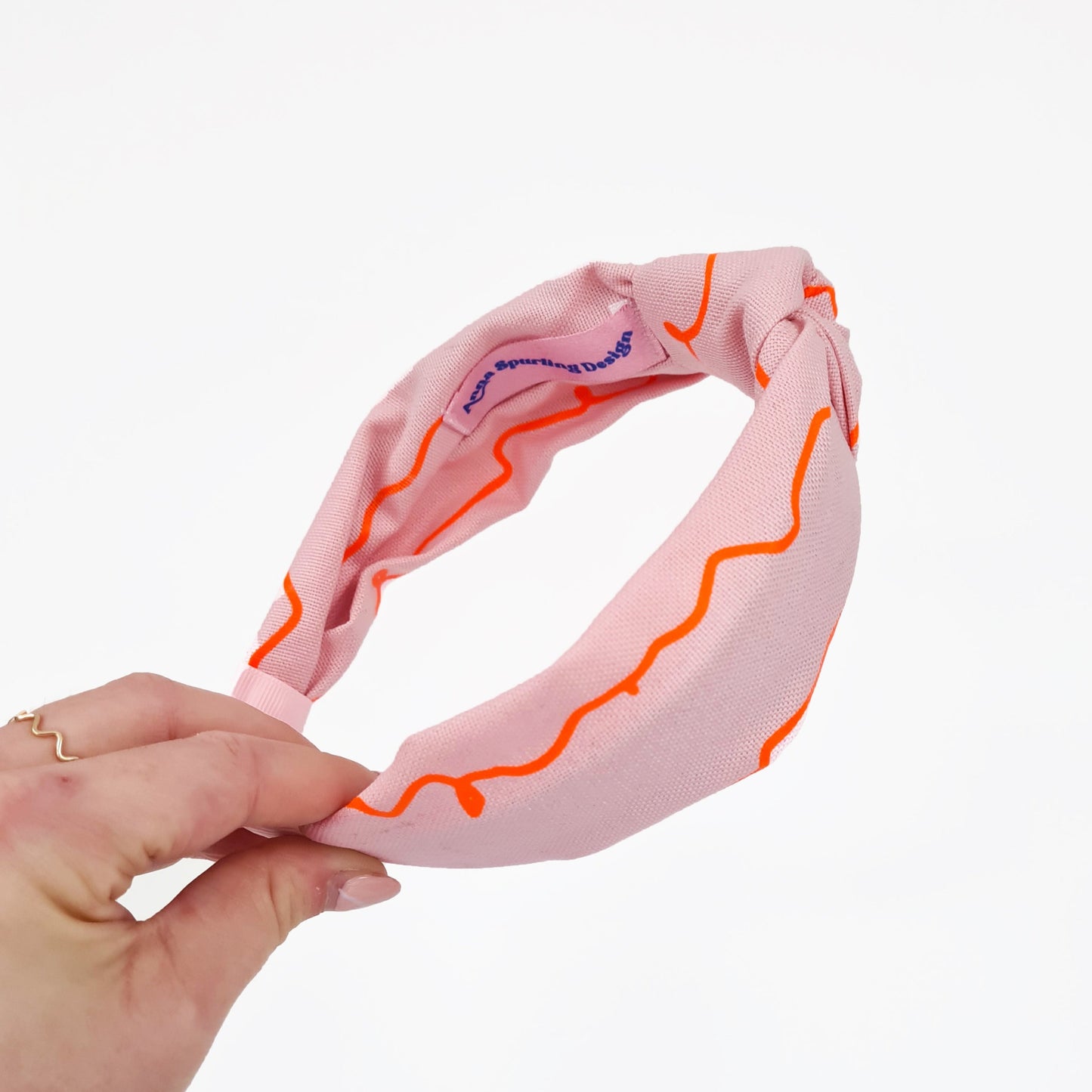 Pink and Neon Orange Squiggle Knot Headband